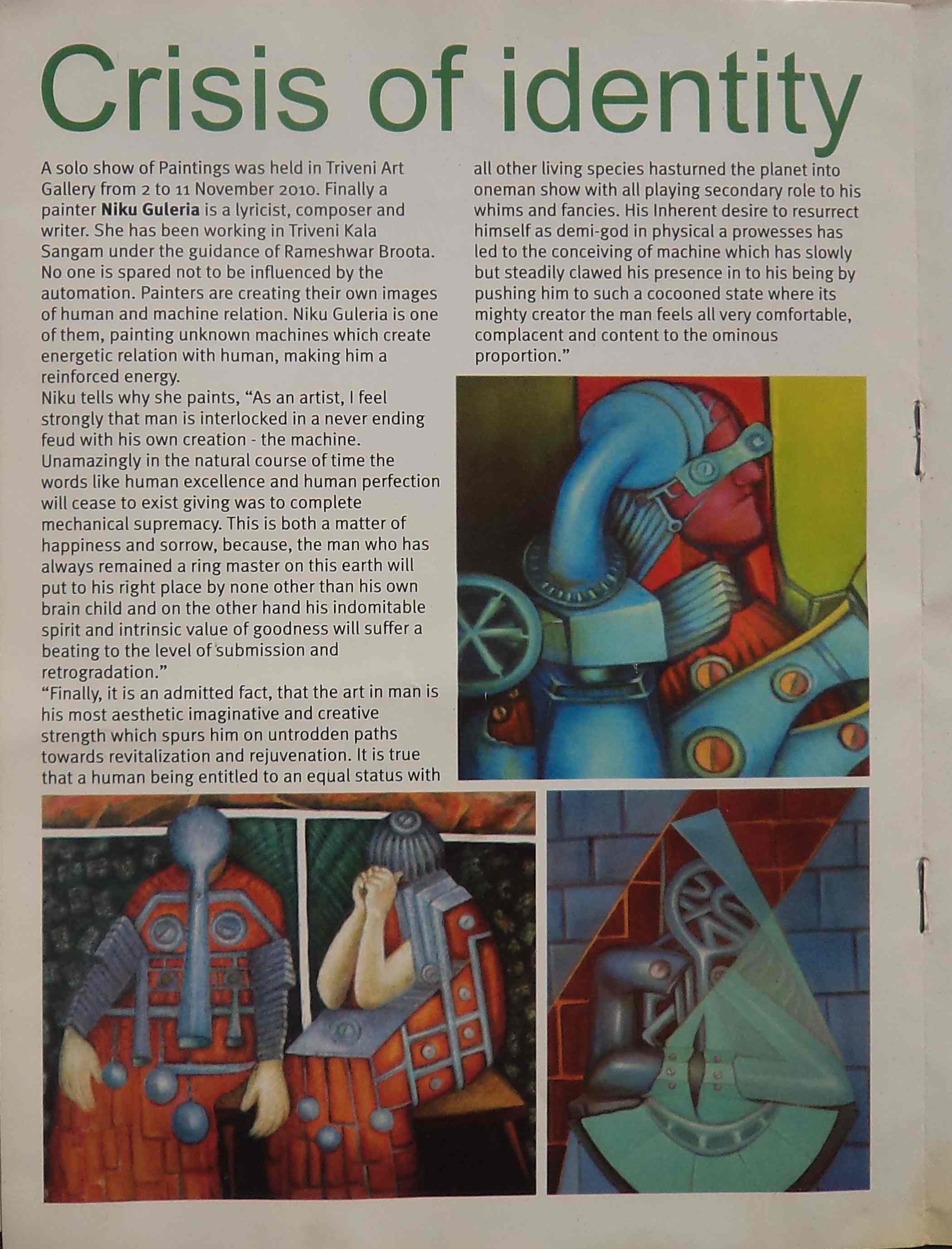 83 AIFACS art news Niku Guleria Crisis of identity